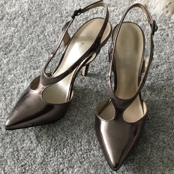 Karen Millen ON TREND metallic heels. Worn once. - Picture 3 of 8